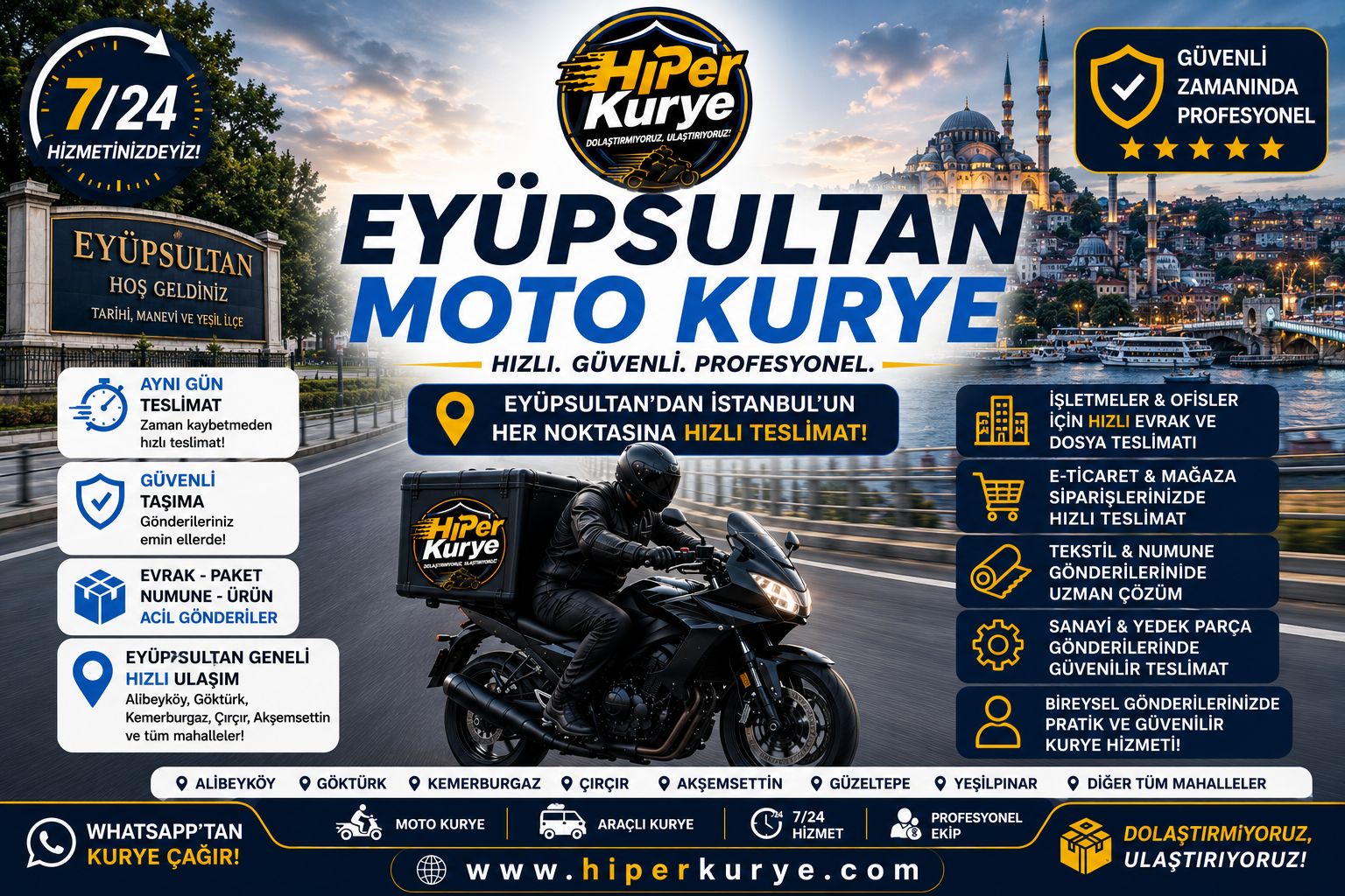 Eyüpsultan Moto Kurye | İstanbul İçinde Profesyonel Gönderi Hizmeti