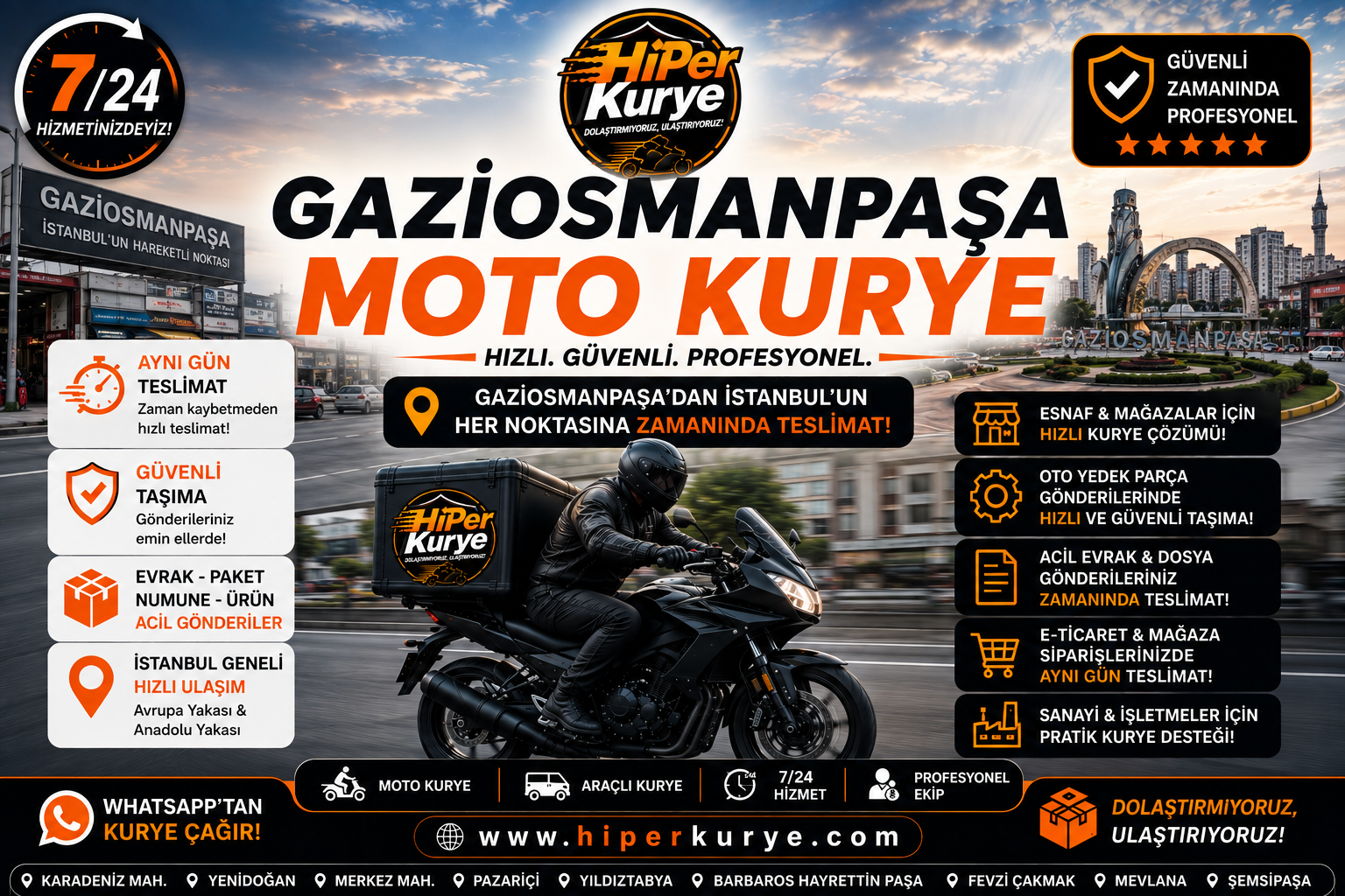 Gaziosmanpaşa Moto Kurye | İşletmeler ve Bireysel Gönderiler İçin Hızlı Teslimat