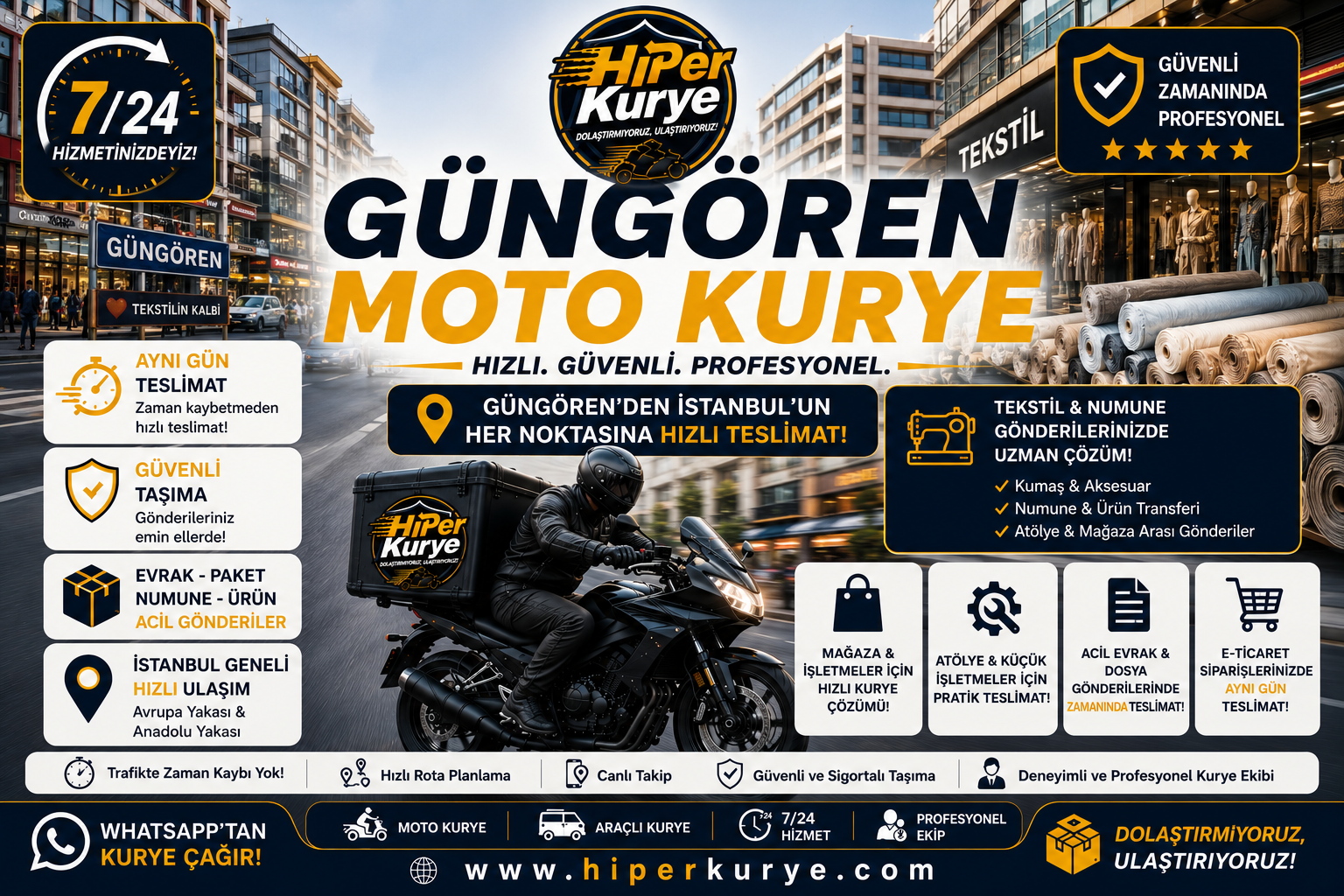 Güngören Moto Kurye | Tekstil ve İşletmeler İçin Hızlı Teslimat