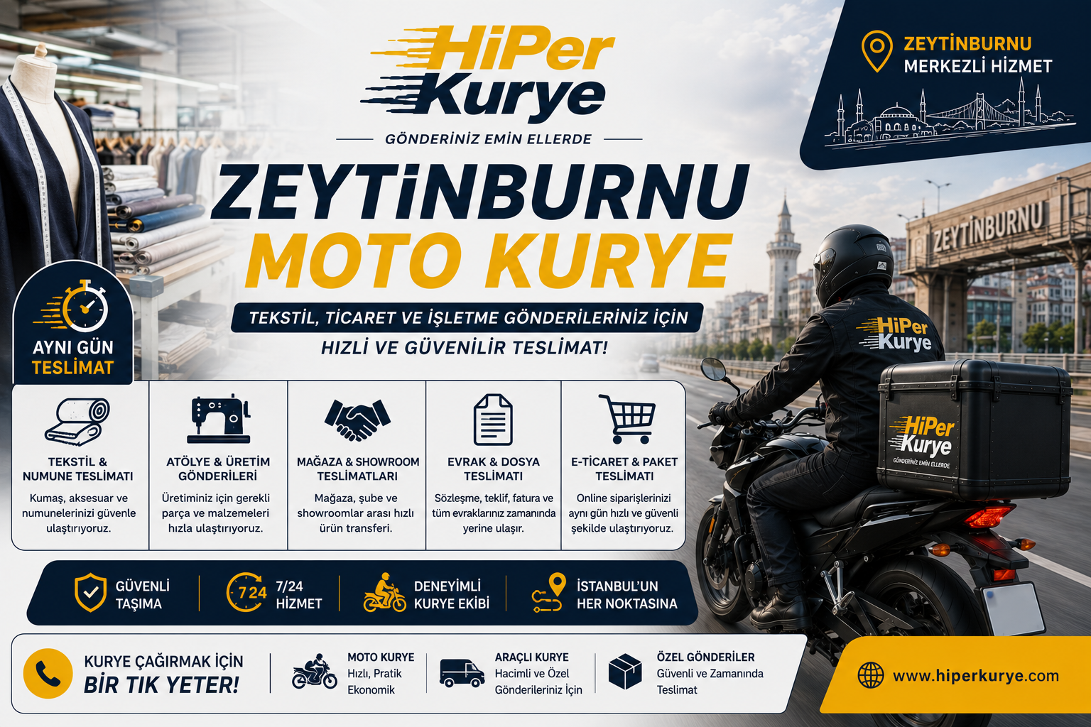 Zeytinburnu Moto Kurye | Tekstil ve Ticari Gönderiler İçin Profesyonel Teslimat