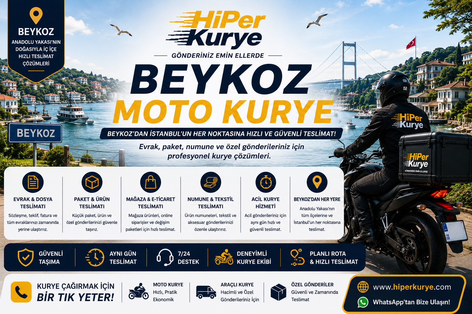 Beykoz Moto Kurye | Beykoz’dan İstanbul’un Her Noktasına Profesyonel Teslimat