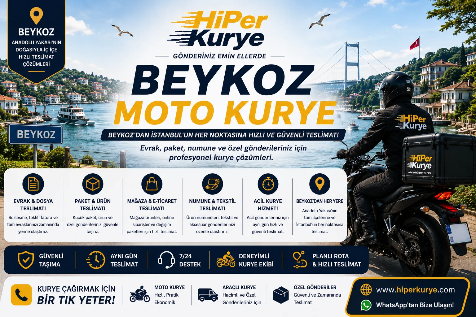 Beykoz Moto Kurye | Beykoz’dan İstanbul’un Her Noktasına Profesyonel Teslimat