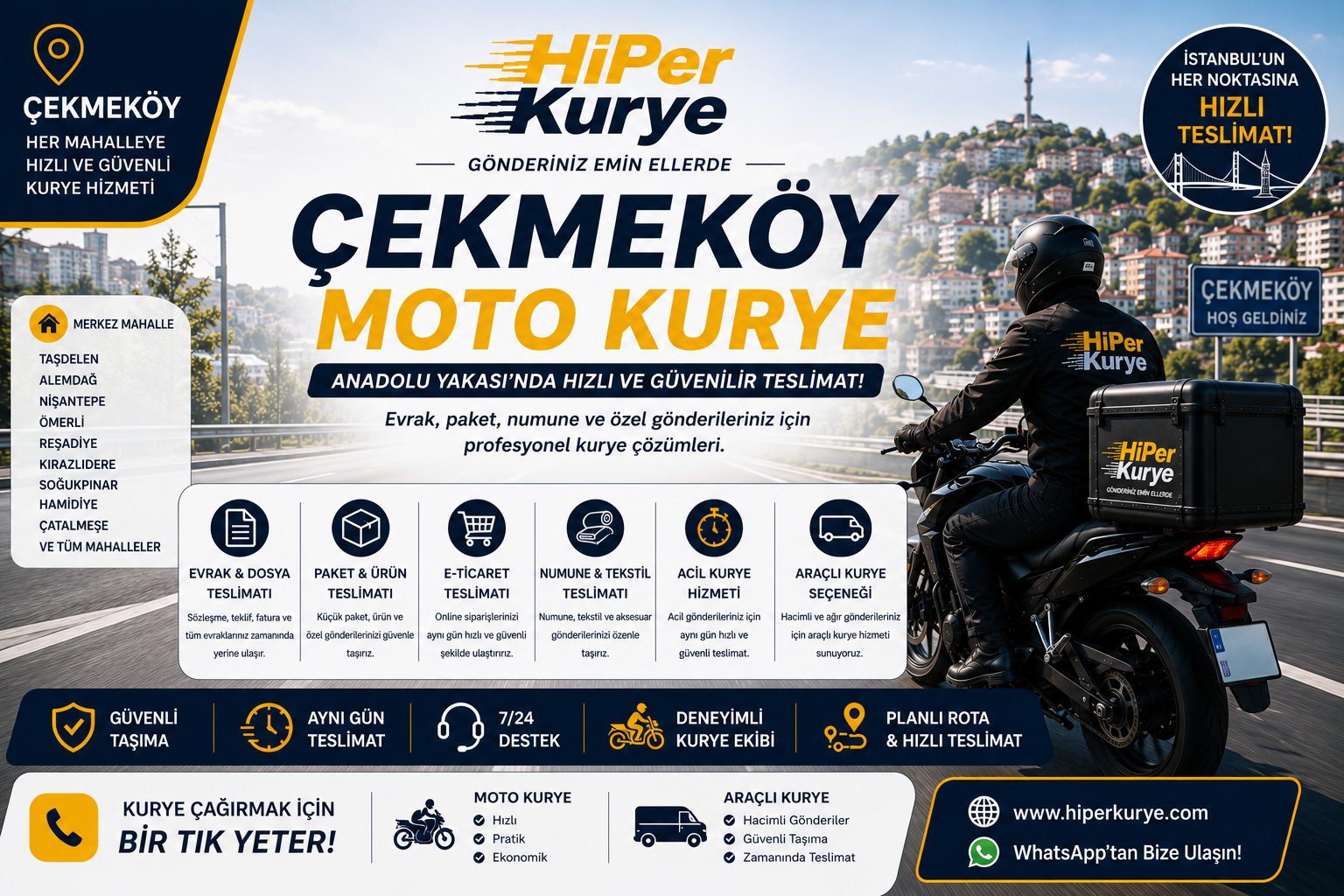 Çekmeköy Moto Kurye | Anadolu Yakasında Hızlı ve Güvenilir Teslimat