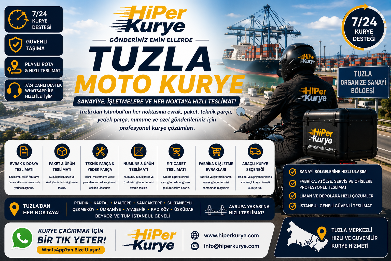 Tuzla Moto Kurye | Sanayi ve İşletmeler İçin Profesyonel Teslimat