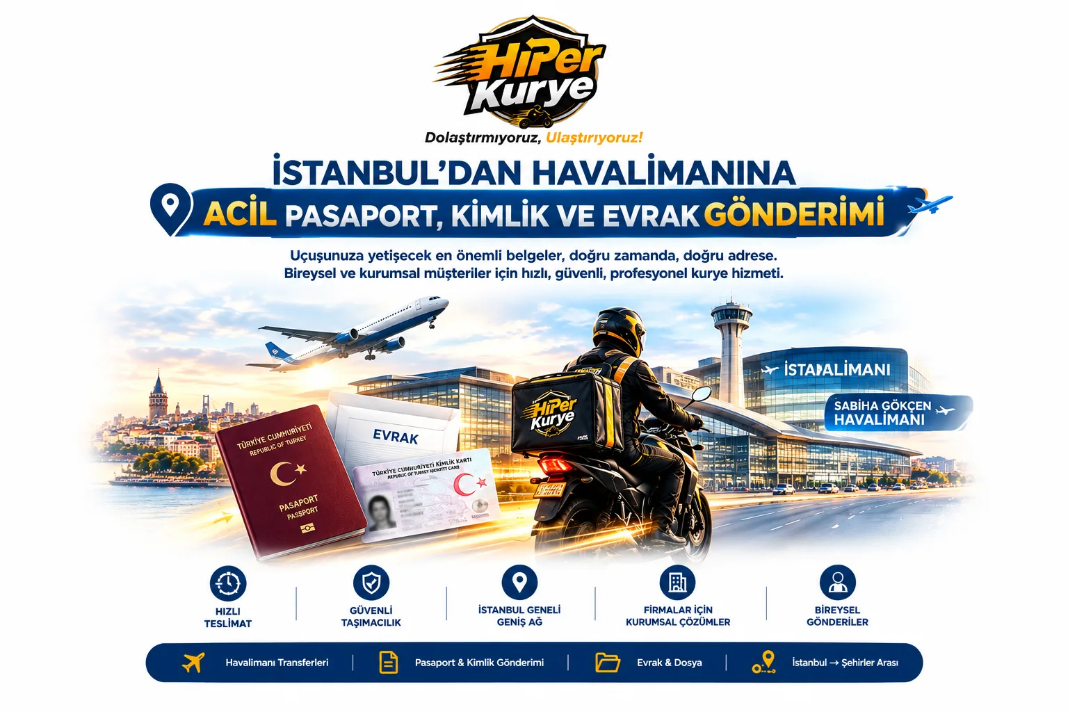 İstanbul Havalimanına Acil Pasaport ve Evrak Gönderimi | Hiper Kurye