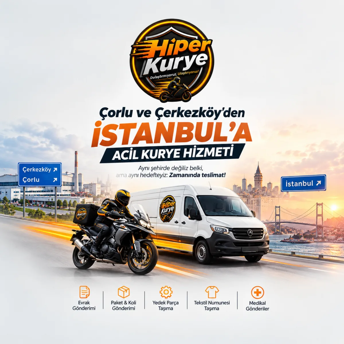 Çorlu ve Çerkezköy İstanbul Arası Acil Kurye | Hiper Kurye